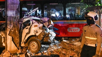 The accident occurred at 9.50pm as the bus was travelling from Kurla railway station to LBS Road, close to the Anjum-E-Islam school on SG Barve Marg. (Hindustan Times photo)