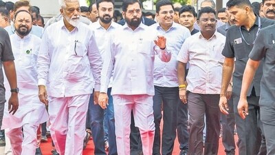 Deputy chief minister Eknath Shinde is still bargaining hard for key portfolios for the Shiv Sena and the number of ministerial berths to be allotted to his party. (PTI)
