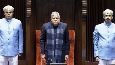 Rajya Sabha Chairman Jagdeep Dhankar arrives to conduct the proceedings of the House during the Winter Session of Parliament, in New Delhi on Tuesday. (ANI) Rajya Sabha Chairman Jagdeep Dhankar arrives to conduct the proceedings of the House during the Winter Session of Parliament, in New Delhi on Tuesday. (ANI)