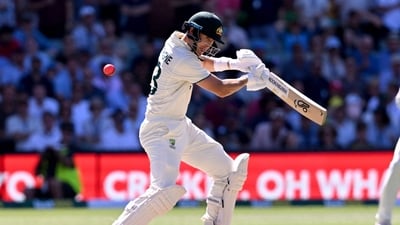 Australian batsman Marnus Labuschagne plays a shot on the second day of the second Test against India. (AFP)
