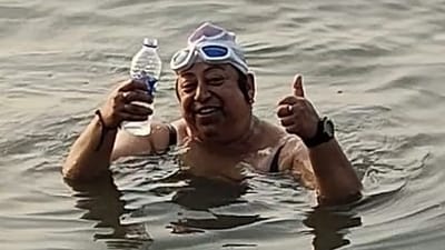 Meenakshi Pahuja during the 20km swim