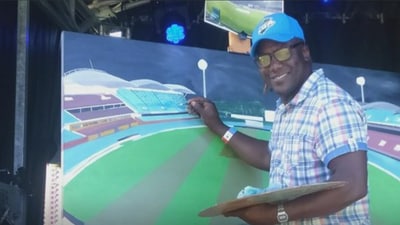 Henry Olonga's painting at the Adelaide Oval (Sportstar) Henry Olonga's painting at the Adelaide Oval (Sportstar)