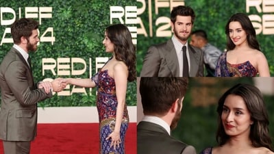 Andrew Garfield and Shraddha Kapoor meet and greet on the red carpet of a film festival Andrew Garfield and Shraddha Kapoor meet and greet on the red carpet of a film festival
