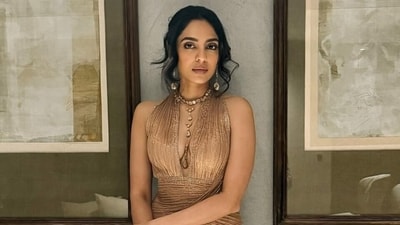 Sobhita Dhulipala in a Tarun Tahiliani gown for her wedding cocktail event. Sobhita Dhulipala in a Tarun Tahiliani gown for her wedding cocktail event.