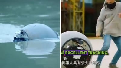 The image shows the crime-fighting spherical robot unveiled in China. (Screengrab) The image shows the crime-fighting spherical robot unveiled in China. (Screengrab)