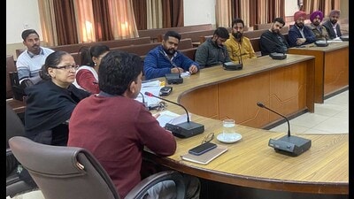 The meeting in progress in Ludhiana on Tuesday. (HT Photo)