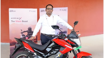Dr.Nishanth Dongari, Founder & MD, PURE EV with the eTryst X, the company's latest offering in the EV Motorcycle segment Dr.Nishanth Dongari, Founder & MD, PURE EV with the eTryst X, the company's latest offering in the EV Motorcycle segment