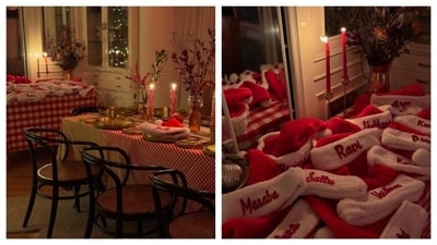 Rhea Kapoor embraced 'red and white' for her Christmas decor. (Instagram) Rhea Kapoor embraced 'red and white' for her Christmas decor. (Instagram)