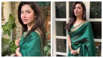 Mahira Khan looked graceful in a simple green saree. (Instagram) Mahira Khan looked graceful in a simple green saree. (Instagram)