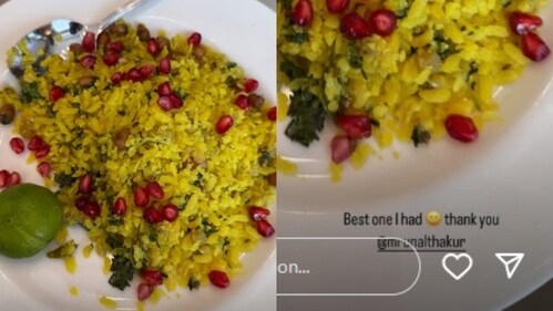 AP Dhillon shares a glimpse of his plate of poha, thanking Mrunal Thakur (Photos: Instagram/apdhillon)