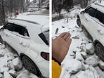 A video captures cars skidding on Manali's icy roads.