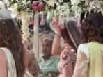 Aaliyah Kashyap stunned in a pink lehenga as a bride.  