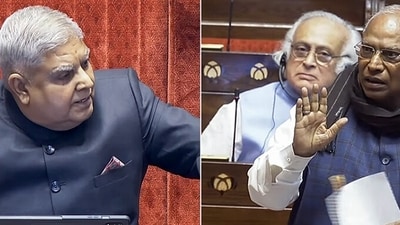 Rajya Sabha Chairman Jagdeep Dhankar listens to Congress President Mallikarjun Kharge in the Rajya Sabha during the Winter Session of Parliament, in New Delhi. (ANI) Rajya Sabha Chairman Jagdeep Dhankar listens to Congress President Mallikarjun Kharge in the Rajya Sabha during the Winter Session of Parliament, in New Delhi. (ANI)