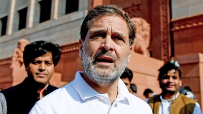 Leader of Opposition in Lok Sabha and Congress MP Rahul Gandhi at Parliament premises during the Winter Session, in New Delhi on Tuesday. Leader of Opposition in Lok Sabha and Congress MP Rahul Gandhi at Parliament premises during the Winter Session, in New Delhi on Tuesday.