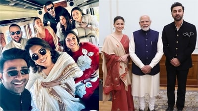 Alia Bhatt shares pics of the Kapoor Family enjoying in a bus during their visit to PM Modi in Delhi. (Instagram) Alia Bhatt shares pics of the Kapoor Family enjoying in a bus during their visit to PM Modi in Delhi. (Instagram)