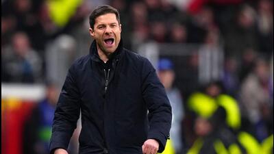 Bayer Leverkusen's Spanish head coach Xabi Alonso reacts during the Champions League game against Inter Milan in Leverkusen on Tuesday night. (AFP) Bayer Leverkusen's Spanish head coach Xabi Alonso reacts during the Champions League game against Inter Milan in Leverkusen on Tuesday night. (AFP)
