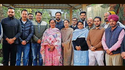 Congress candidate Mamta Ashu along with other candidates after submitting nomination papers at Mini Secretariat in Ludhiana on Wednesday. (HT Photo) Congress candidate Mamta Ashu along with other candidates after submitting nomination papers at Mini Secretariat in Ludhiana on Wednesday. (HT Photo)