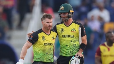 Australia's David Warner, left, and teammate Glenn Maxwell (AP)