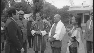 Dilip Kumar photographed with PV Narasimha Rao and Bhutan King RL Bhatia. Dilip Kumar photographed with PV Narasimha Rao and Bhutan King RL Bhatia.