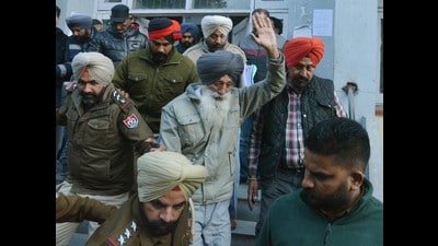 Former militant Narain Singh Chaura being produced in a local court in Amritsar on Wednesday. (Sameer Sehgal//HT) Former militant Narain Singh Chaura being produced in a local court in Amritsar on Wednesday. (Sameer Sehgal//HT)