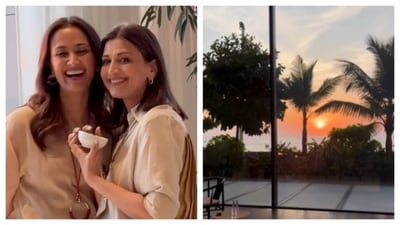 We must thank Sonali Bendre for sharing a rare peek inside Gayatri Joshi and Vikas Oberoi's stunning Mumbai home. (Instagram/Sonali Bendre) We must thank Sonali Bendre for sharing a rare peek inside Gayatri Joshi and Vikas Oberoi's stunning Mumbai home. (Instagram/Sonali Bendre)