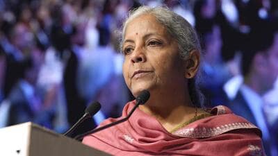 Union finance minister Nirmala Sitharaman addresses a gathering during the CII Global Economic Policy Forum 2024 in New Delhi on Wednesday. (PTI) Union finance minister Nirmala Sitharaman addresses a gathering during the CII Global Economic Policy Forum 2024 in New Delhi on Wednesday. (PTI)