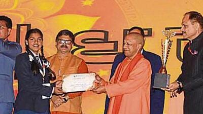 Uttar Pradesh chief minister Yogi Adityanath at an event in Basti on Wednesday. (SOURCED IMAGE)