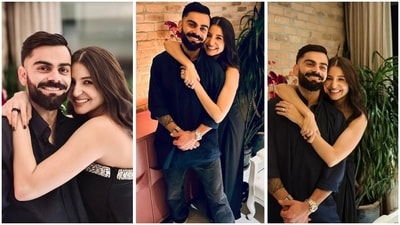 Last year, Anushka and Virat twinned in stylish black ensembles for their sixth wedding anniversary. The outfits prove that their style game is always top-notch. The couple mixed comfort and style with their looks. While Anushka wore a strapless black dress featuring crystal embellishments on the neckline, Virat complemented her in a black shirt and matching denim jeans. Last year, Anushka and Virat twinned in stylish black ensembles for their sixth wedding anniversary. The outfits prove that their style game is always top-notch. The couple mixed comfort and style with their looks. While Anushka wore a strapless black dress featuring crystal embellishments on the neckline, Virat complemented her in a black shirt and matching denim jeans. 