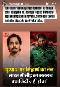 A screen grab of Pushpa 2: The Rule's Instagram stories. A screen grab of Pushpa 2: The Rule's Instagram stories.