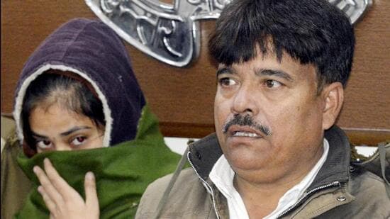 YouTuber Sartaj Khan, 50, a resident of Shalimar Garden and the 20-year-old woman in police custody. (Sakib Ali/HT Photo)
