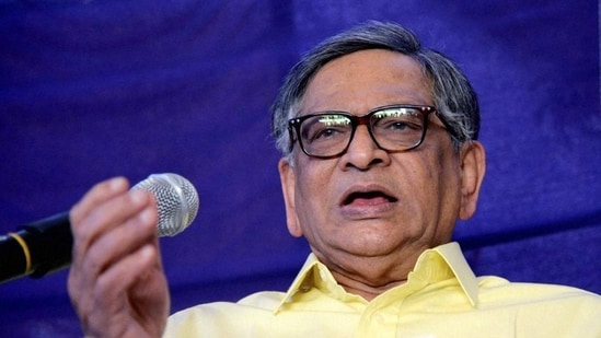 SM Krishna, former Karanataka CM, who passed away on December 10 at 92, was widely credited with transforming Bengaluru into India’s Silicon Valley. (HT File Photo)