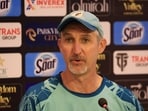 Pakistan head coach Jason Gillespie during the press conference 