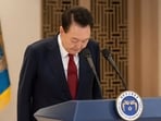 South Korean President Yoon Suk Yeol bows while delivering a speech at the presidential office in Seoul, South Korea, Thursday, Dec. 12, 2024. South Korean President Yoon Suk Yeol bows while delivering a speech at the presidential office in Seoul, South Korea, Thursday, Dec. 12, 2024.