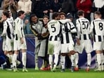 Juventus' Weston McKennie celebrates scoring their second goal with teammates