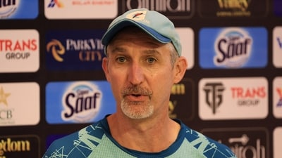 Pakistan head coach Jason Gillespie during the press conference (REUTERS)