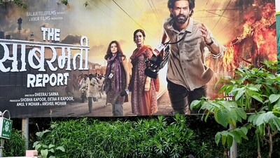 A poster of the Indian Hindi-language drama film 'The Sabarmati Report' in Mumbai. (Representative Image) (AFP) A poster of the Indian Hindi-language drama film 'The Sabarmati Report' in Mumbai. (Representative Image) (AFP)