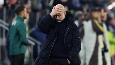 Manchester City manager Pep Guardiola reacts after loss to Juventus. (REUTERS) Manchester City manager Pep Guardiola reacts after loss to Juventus. (REUTERS)