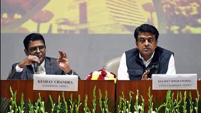 NDMC chairman Keshav Chandra and NDMC vice-chairman Kuljeet Singh Chahal address a press conference on Budget 2025-2026, at NDMC Convention Center in New Delhi on Thursday. (ANI) NDMC chairman Keshav Chandra and NDMC vice-chairman Kuljeet Singh Chahal address a press conference on Budget 2025-2026, at NDMC Convention Center in New Delhi on Thursday. (ANI)