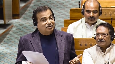 Union transport minister Nitin Gadkari speaks in the Lok Sabha during the Winter session of Parliament, in New Delhi, Thursday, Dec. 12, 2024. (PTI) Union transport minister Nitin Gadkari speaks in the Lok Sabha during the Winter session of Parliament, in New Delhi, Thursday, Dec. 12, 2024. (PTI)