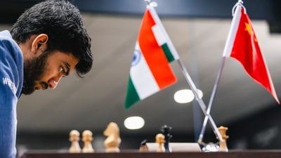 India's D Gukesh during the 14th game of the FIDE World Chess Championship 2024. (PTI)