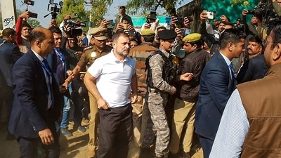 Leader of the Opposition in Lok Sabha Rahul Gandhi reaches Bholgarhi village to meet the family members of a gangrape victim, in Hathras, Dec. 12, 2024. (PTI) Leader of the Opposition in Lok Sabha Rahul Gandhi reaches Bholgarhi village to meet the family members of a gangrape victim, in Hathras, Dec. 12, 2024. (PTI)