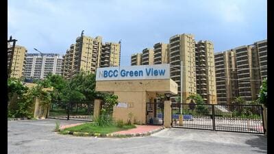 The NBCC Green View condominium in Sector 37D of Gurugram that has been declared structurally unsafe by the district administration after audits by experts found flaws. (HT PHOTO) The NBCC Green View condominium in Sector 37D of Gurugram that has been declared structurally unsafe by the district administration after audits by experts found flaws. (HT PHOTO)