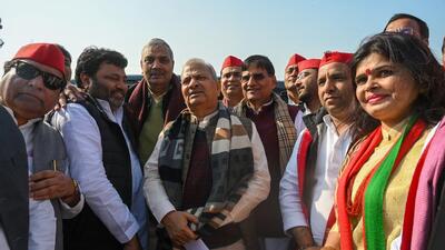 The delegation, comprising prominent SP leaders Naresh Uttam Patel and Harendra Malik, Sudhir Bhati, Fakir Chand Nagar, Gajraj Nagar, Sunil Chaudhary, Veer Singh Yadav, Inder Pradhan, Mahendra Nagar, metropolitan president Ashray Gupta, Sunil Devta, Narendra Nagar, Sudhir Tomar, and Rambir Yadav, later met farmer families and assured them of the party’s unwavering support in their fight for justice. (Sunil Ghosh/HT Photo) The delegation, comprising prominent SP leaders Naresh Uttam Patel and Harendra Malik, Sudhir Bhati, Fakir Chand Nagar, Gajraj Nagar, Sunil Chaudhary, Veer Singh Yadav, Inder Pradhan, Mahendra Nagar, metropolitan president Ashray Gupta, Sunil Devta, Narendra Nagar, Sudhir Tomar, and Rambir Yadav, later met farmer families and assured them of the party’s unwavering support in their fight for justice. (Sunil Ghosh/HT Photo)