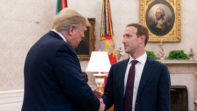 US President Trump late Thursday posted a picture on Facebook and Twitter showing him shaking hands with Facebook CEO Mark Zuckerberg, but didn’t share details of their conversation on Wednesday. (Photo Credit: DonaldTrump/Twitter) US President Trump late Thursday posted a picture on Facebook and Twitter showing him shaking hands with Facebook CEO Mark Zuckerberg, but didn’t share details of their conversation on Wednesday. (Photo Credit: DonaldTrump/Twitter)
