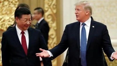 US President Donald Trump and China's President Xi Jinping at the Great Hall of the People in Beijing, China. (File) (Reuters)