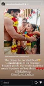 Samantha Ruth Prabhu via her Instagram Stories. Samantha Ruth Prabhu via her Instagram Stories.