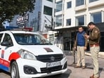A team of the National Investigation Agency (NIA) and Gurugram Police at the spot where a crude bomb was thrown outside a club in Sector 29 early on Tuesday morning. 