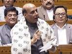 Defence minister Rajnath Singh speaks in Lok Sabha during discussion on the 75th anniversary of the adoption of the Constitution of India, in New Delhi on Friday. (Sansad TV) Defence minister Rajnath Singh speaks in Lok Sabha during discussion on the 75th anniversary of the adoption of the Constitution of India, in New Delhi on Friday. (Sansad TV)