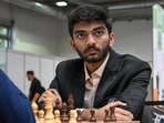 Gukesh D of India looks on as he plays against Richard Rapport of Hungary. Gukesh D of India looks on as he plays against Richard Rapport of Hungary.