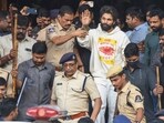 Telugu actor Allu Arjun leaves Gandhi Hospital after a medical check-up following his arrest in Hyderabad. Telugu actor Allu Arjun leaves Gandhi Hospital after a medical check-up following his arrest in Hyderabad.